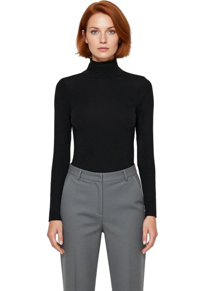 Kadın Moda Şık Regular Balıkçı Yaka Slim Kalıp Örme Yumuşak Kumaşlı Fitted Vücuda Oturan Esnek Bluz fiyatları