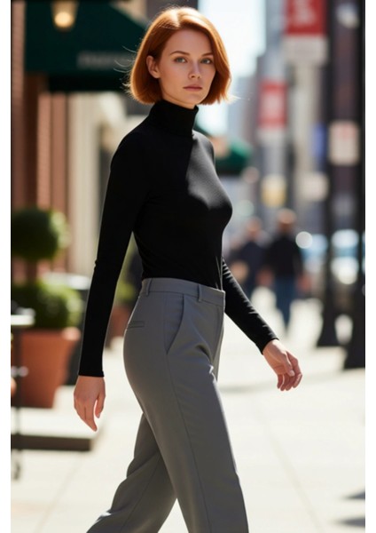 Kadın Moda Şık Regular Balıkçı Yaka Slim Kalıp Örme Yumuşak Kumaşlı Fitted Vücuda Oturan Esnek Bluz fırsatları