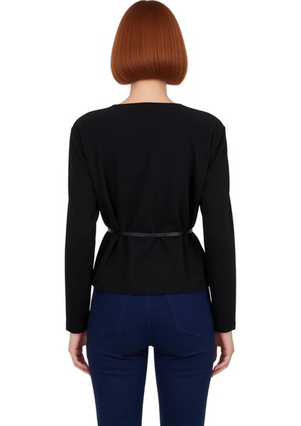 Kadın Uzun Kollu Kruvaze V Yaka Örme Üst Kaliteli Şık Rahat Modern Zarif Günlük modelleri