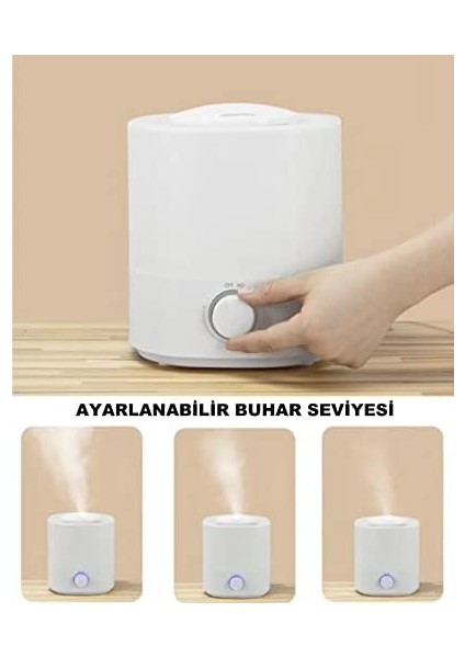 2.5 Lt Hava Nemlendirici Buhar Makinesi Ultrasonik Difüzör Oda Nemlendirici Hava Nemlendiricisi Ortam Nemlendirici 7 Renkli Ledli Nemlendirici (Beyaz) fiyatları