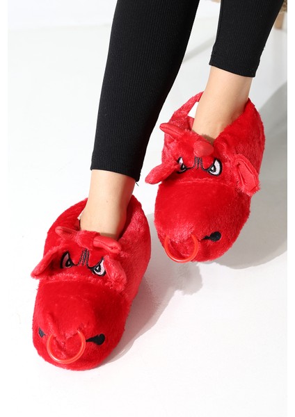 Hayvanlı B20 Boğa Modelli Kışlık Kadın Erkek Panduf Ev Içi Sessiz Taban Panduf