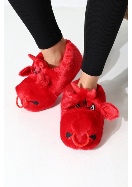 Hayvanlı B20 Boğa Modelli Kışlık Kadın Erkek Panduf Ev Içi Sessiz Taban Panduf fırsatları