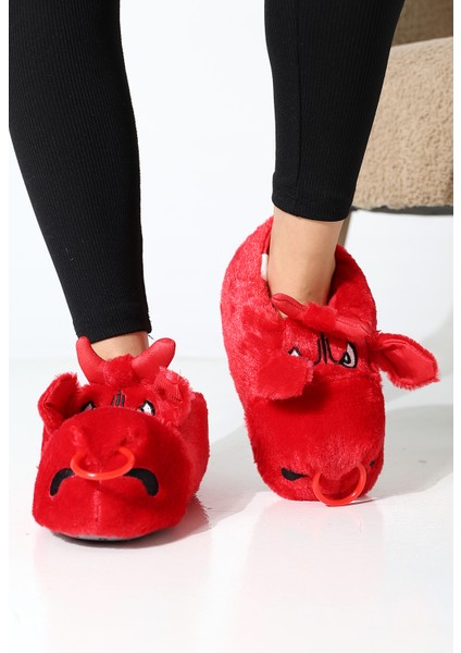 Hayvanlı B20 Boğa Modelli Kışlık Kadın Erkek Panduf Ev Içi Sessiz Taban Panduf