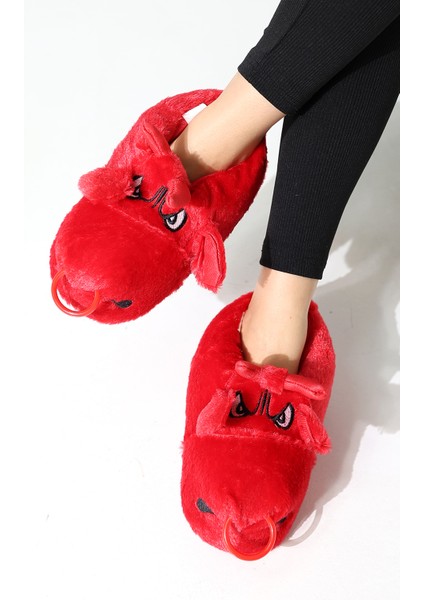 Hayvanlı B20 Boğa Modelli Kışlık Kadın Erkek Panduf Ev Içi Sessiz Taban Panduf