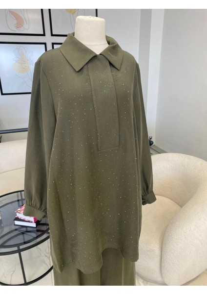 Nuss Taşlı Takım Haki fiyatları