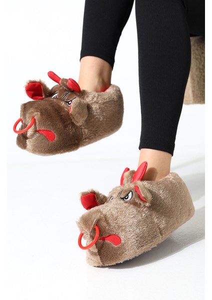 Hayvanlı B20 Boğa Modelli Kışlık Kadın Erkek Panduf Ev Içi Sessiz Taban Panduf fiyatları