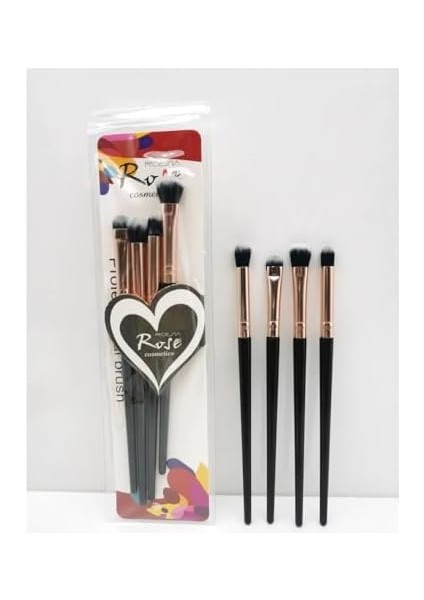 4&apos;lü Siyah Saplı Far ve Karıştırma Fırça Seti – Göz Makyajı Için Profesyonel Yumuşak Kıllı Fırçalar