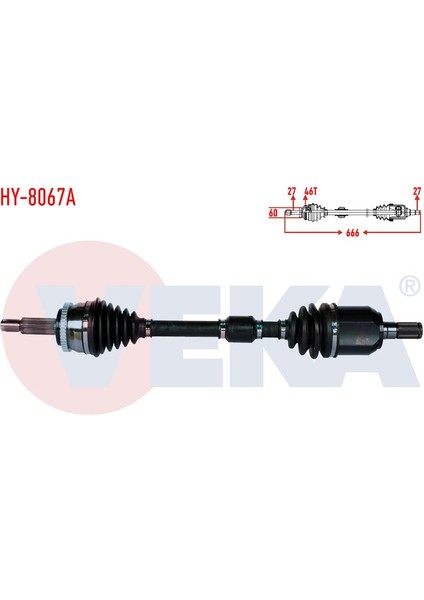 VEKA-HY-8067A - Komple Aks Sol On Hyundaı I30 (Gd) 1.6 Crdı Abslı 46 Dıs A-T Uzunluk 666MM 2011-2017