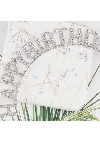 Gümüş Kristal Taşlı Happy Birthday Tacı modelleri