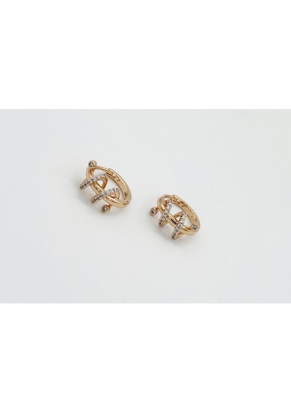 18K Rose Gold Plated Talismanic Hoop Küpe