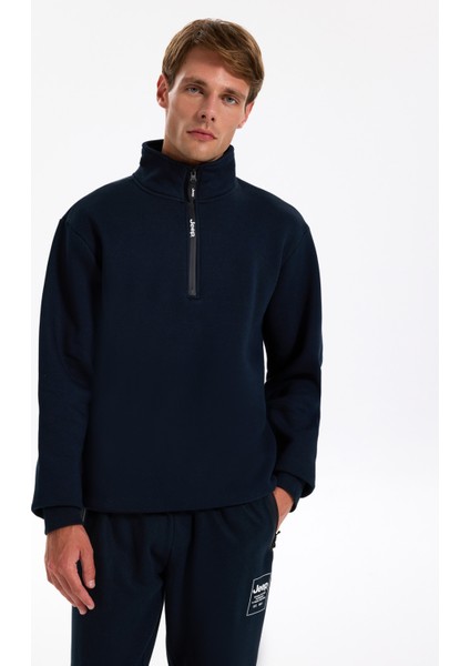 Dik Yaka Düz Lacivert Erkek Sweatshırt C4WM-SWT4256 modelleri