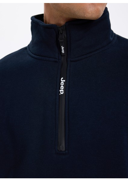 Dik Yaka Düz Lacivert Erkek Sweatshırt C4WM-SWT4256 fırsatları