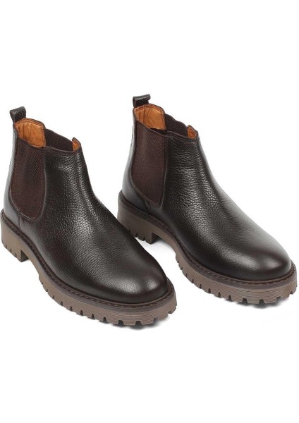 Erkek Kahverengi Deri Chelsea Bot