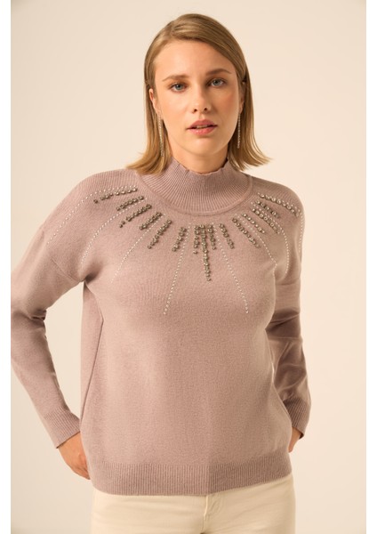 Kadın Işleme Detay Kazak Vizon 25194