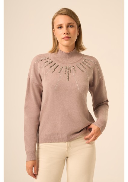 Kadın Işleme Detay Kazak Vizon 25194 fırsatları