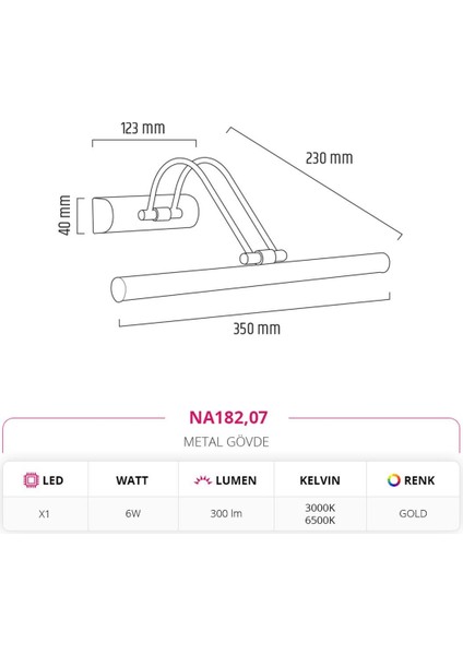 Ledli 6 Watt Kuğu LED Aplik Ayna Üstü LED Aplik Tablo Apliği Gold Kasa Beyaz Işık fiyatları