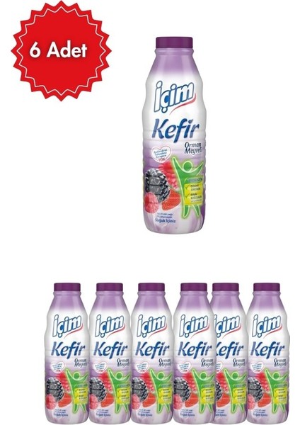 Içim Orman Meyveli Kefir 1 Lt x 6 Adet (6 Litre) | Lezzetli Probiyotik Içecek Seti | Bağışıklık + C Vitamini Kaynağı