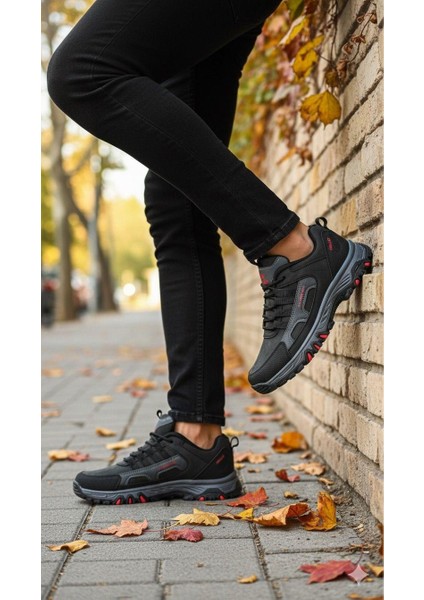 Erkek Su Geçirmez Ortopedik Outdoor Ayakkabı - Siyah Kırmızı modelleri