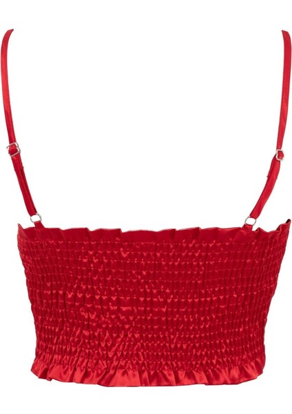 Fall In Love Regular Fit Kalp Desenli ve Tül Detaylı Ip Askılı top fiyatları