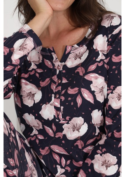 %100 Pamuk Uzun Kol Kadın Pijama Takımı 98287 fırsatları