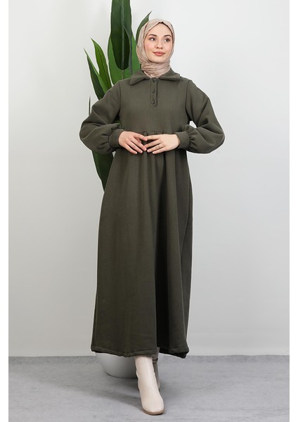 Şevval Düğmeli Elbise Haki modelleri