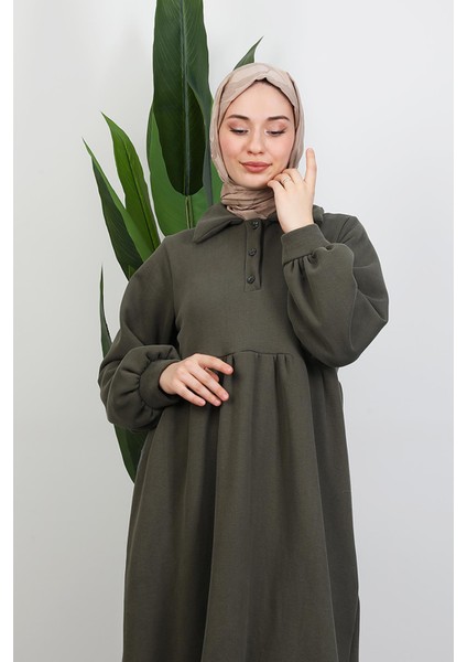 Şevval Düğmeli Elbise Haki indirimleri