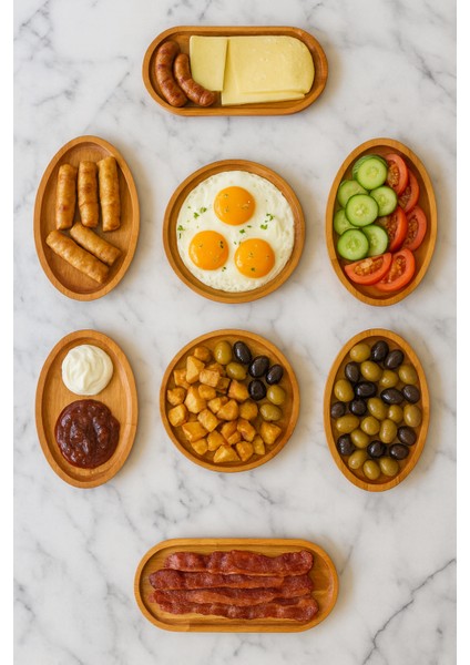 Nexa Ahşap 8 Parça Kahvaltı Takımı, Kahvaltılık, Sunumluk ( 1.sınıf Kalite Kayın Ağacı )