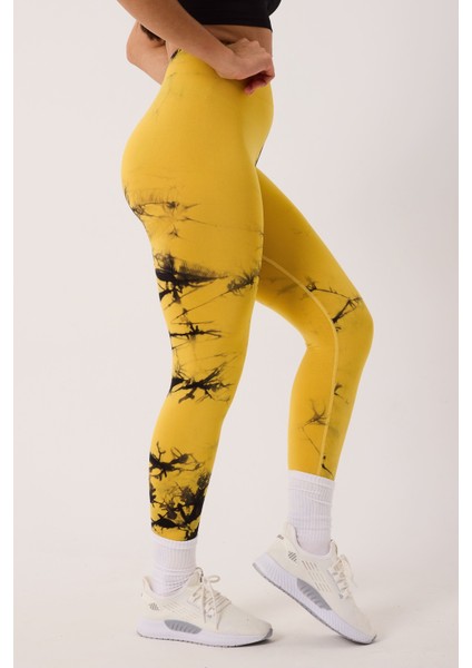 Spor Tayt Batik Desenli Dikişsiz Esnek ve Toparlayıcı Push Up Kadın Tayt indirimleri