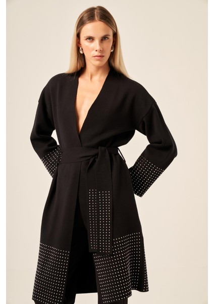 Ftz Kadın Taş Detaylı Giycık Siyah 20833