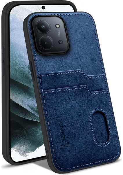 Xiaomi Redmi 15C Uyumlu Kılıf Zebana Kartlıklı Lüx Deri Kılıf Lacivert