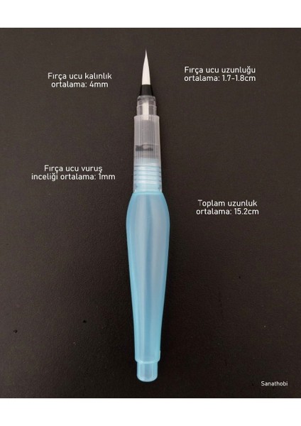 Fırça Uçlu, Brush Pen, Sulu Boya, Su ve Mürekkep Hazneli, Boyama Kalem Mavi-M Beden fiyatları