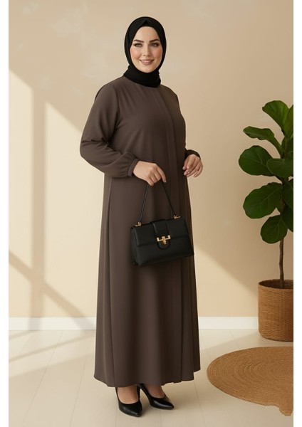 Medine Ipeği Mevlana Kesim Cepli Kuşaklı Bol Büyük Beden Ferace