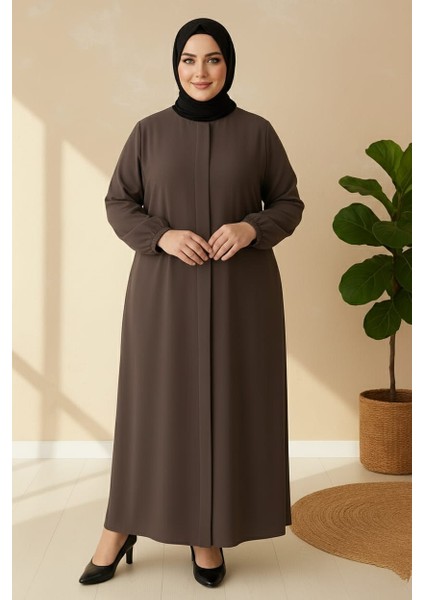 Medine Ipeği Mevlana Kesim Cepli Kuşaklı Bol Büyük Beden Ferace