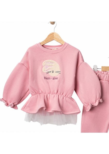 Kız Çocuk 3 Iplik Şardonlu Alt Üst Takım Yaş Sıcak Tutan Rahat Günlük Eşofman Kombini modelleri
