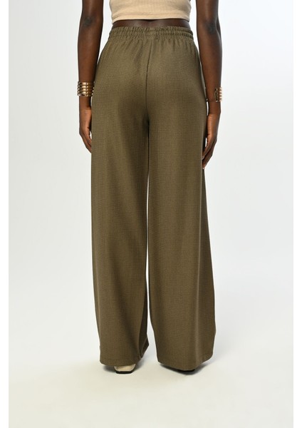 Kadın Beli Lastikli Bol Paça Simli Düz Renk Pantolon fırsatları