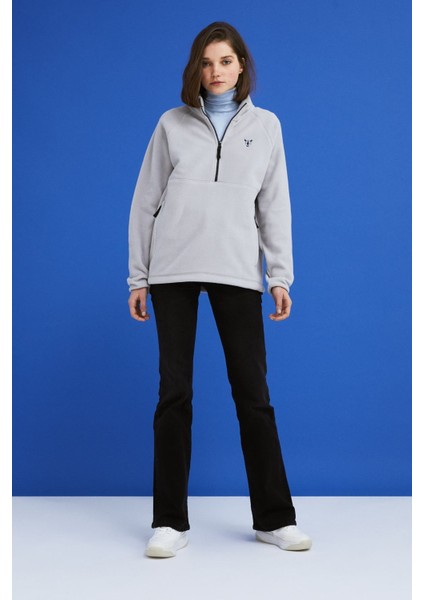 Gergedan Yarım Femuarlı Polar - Gri modelleri