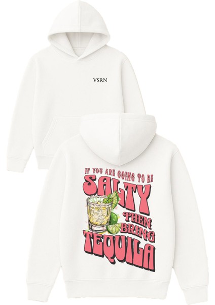 If You Are Tasarım Baskılı Oversize Beyaz Kapüşonlu Sweatshirt