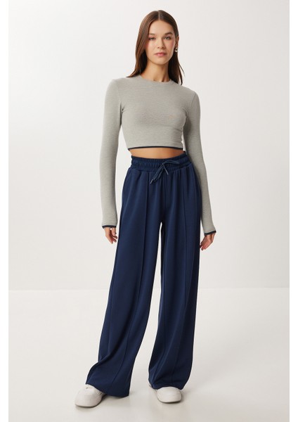 Nervürlü Yumuşak Modal Eşofman Altı LUB0288 Lacivert