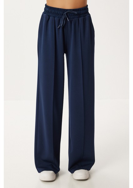 Nervürlü Yumuşak Modal Eşofman Altı LUB0288 Lacivert modelleri