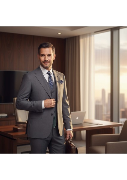 Erkek Takım Elbise, Mono Yaka, Blazer, Slımfıt, Gri fiyatları