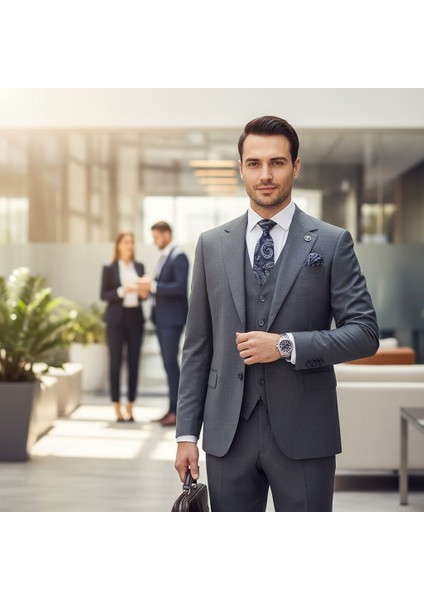 Erkek Takım Elbise, Mono Yaka, Blazer, Slımfıt, Gri fırsatları