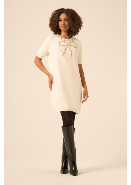 Ftz Kadın Taş Detaylı Tunik Ekru 20839 fırsatları