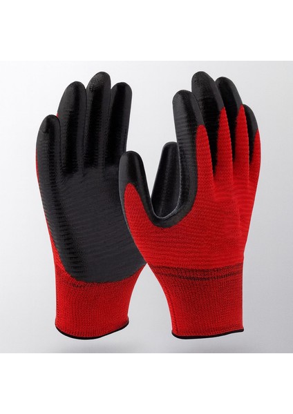 Kırmızı Siyah Zebra Nitril Kaplama Iş Eldiveni 10 Xl Yüksek Kavrama Esnek Konforlu Çalışma Eldiveni