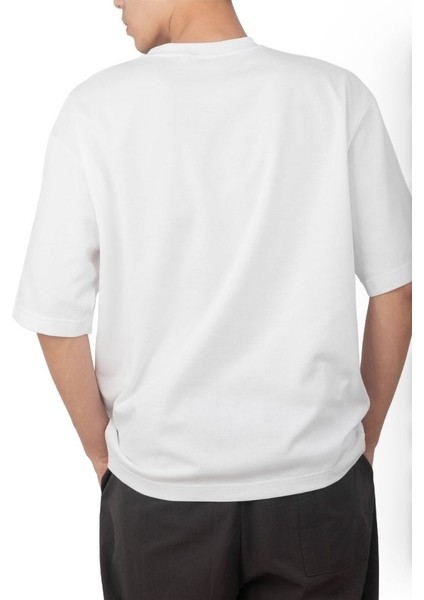 Summer Vacance Mood Oversize Unisex T-Shirt %100 Pamuklu Beyaz