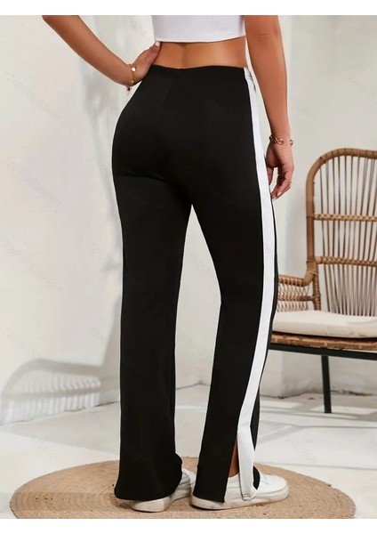 Kadın Yüksek Bel Yan Şerit Detaylı Yırtmaçlı Viskon Iki Iplik Pantolon indirimleri