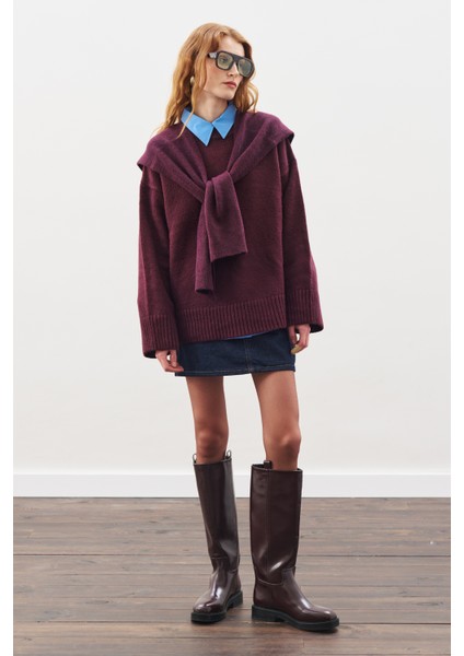 Chunky Oversıze Kazak Bordo fiyatları