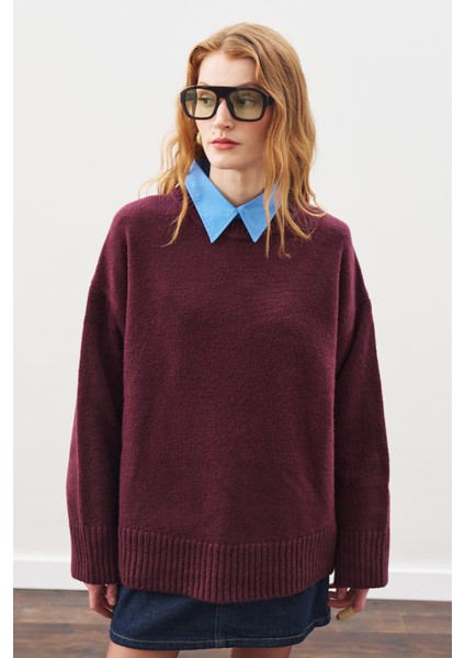 Chunky Oversıze Kazak Bordo fırsatları