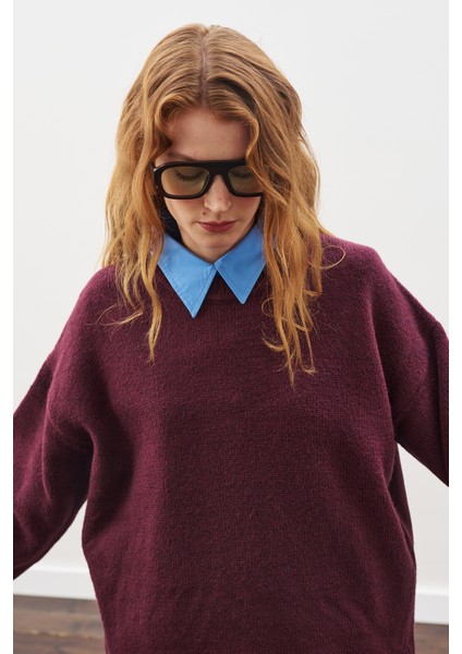 Chunky Oversıze Kazak Bordo indirimleri