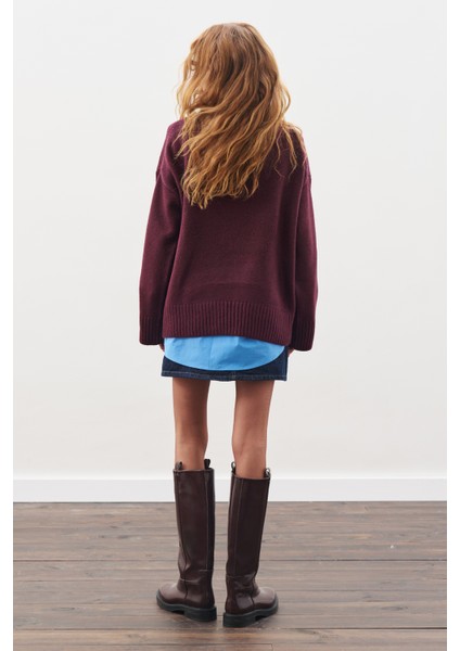 Chunky Oversıze Kazak Bordo