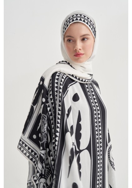 Atlas Ekru Monogram Floş Şal modelleri